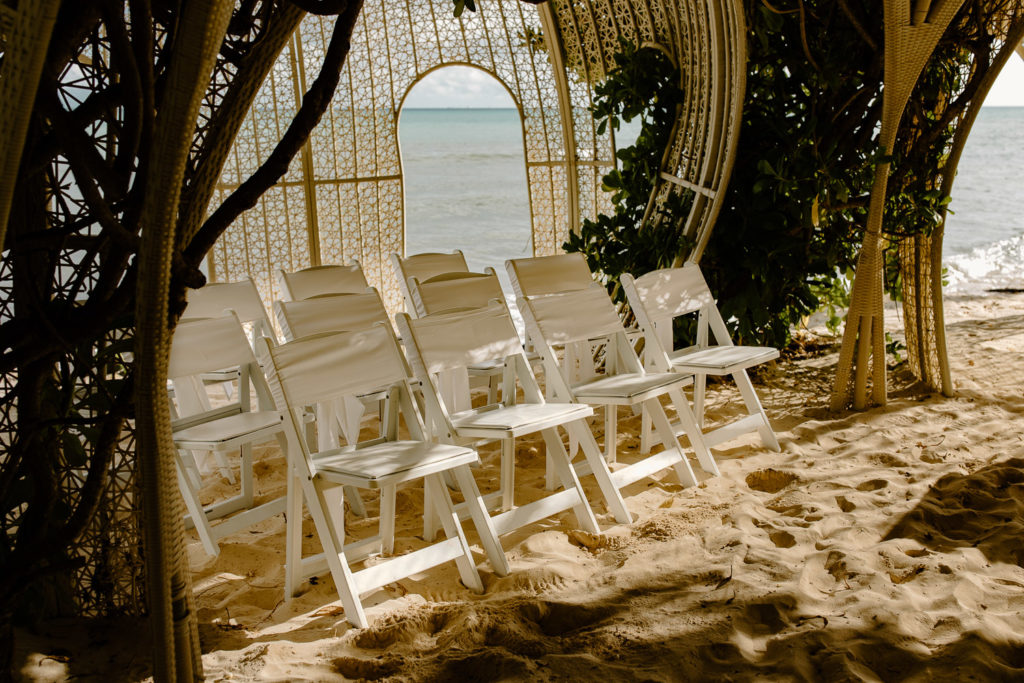 Ceremony for destination wedding on the beach in Playa del Carmen, Mexico
