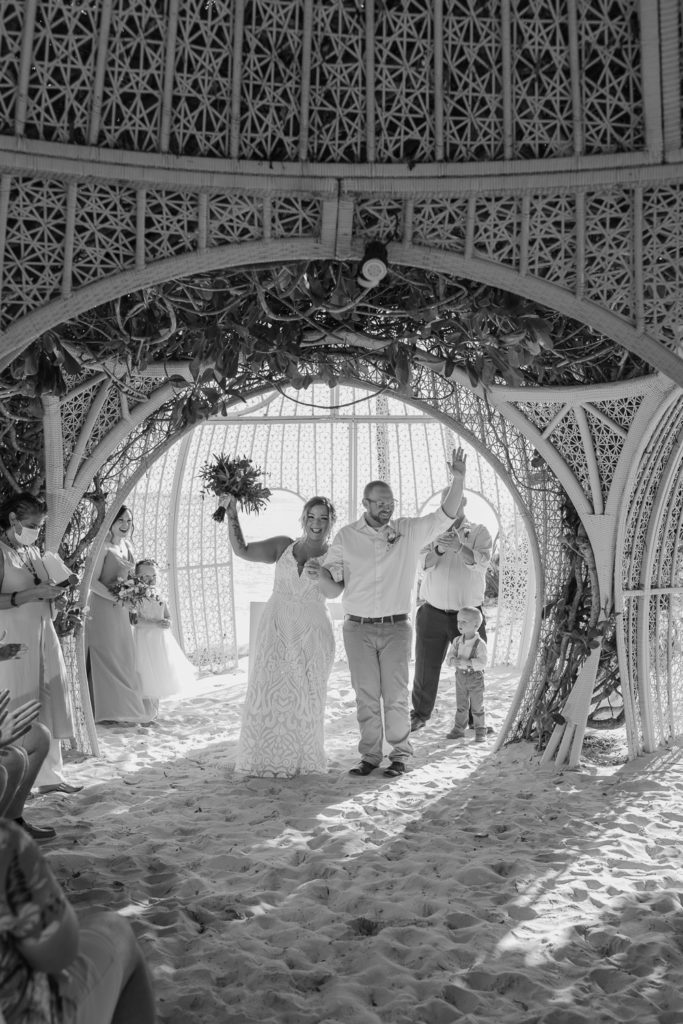 Ceremony at destination wedding on the beach in Playa del Carmen, Mexico