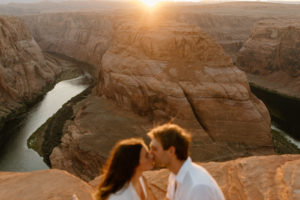 Couples session at horseshoe bend in Arizona at sunset