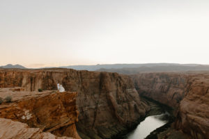 Couples session at horseshoe bend in Arizona at sunset